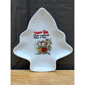 Dear God Kids Ceramic Christmas Tree Shaped Trinket Candy Dish Anne Fitzgerald
